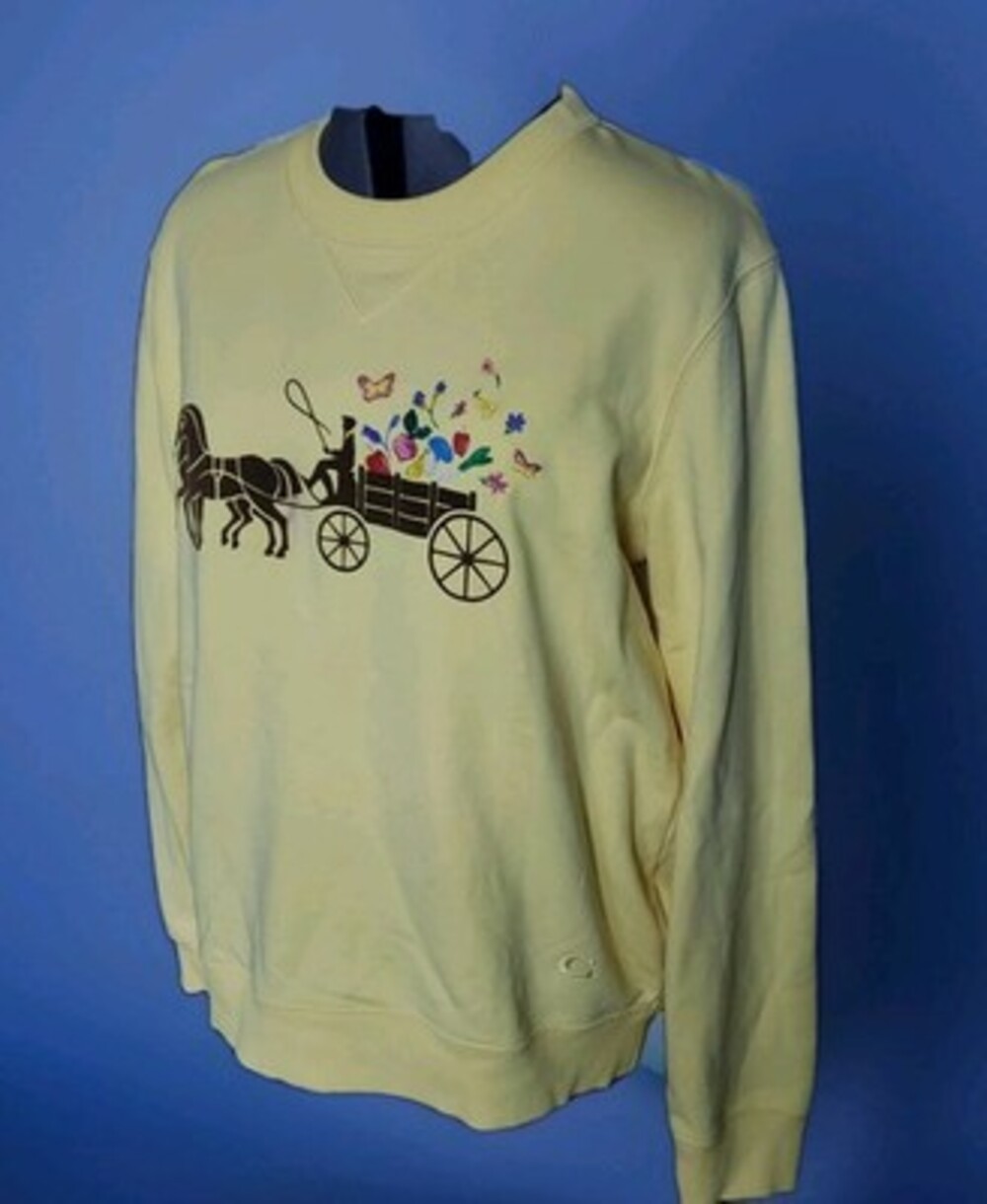 Yellow Coach Women's Garden Floral Horse And Carriage Crewneck C8804